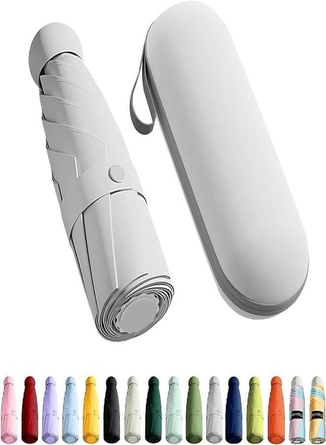 LANLOY Mini Umbrella With Case For Men & Women Manual Open Compact Travelling Umbrella, Polyester & Uv Protection Fabric For Summer/Anti-Slip Handle- Use in Rain&SUMMER Multicolor pcs1 (White) - Image 1